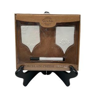 Sur la Table Ceramic Cheese Markers with Pen Set of 4 – New in Open Box